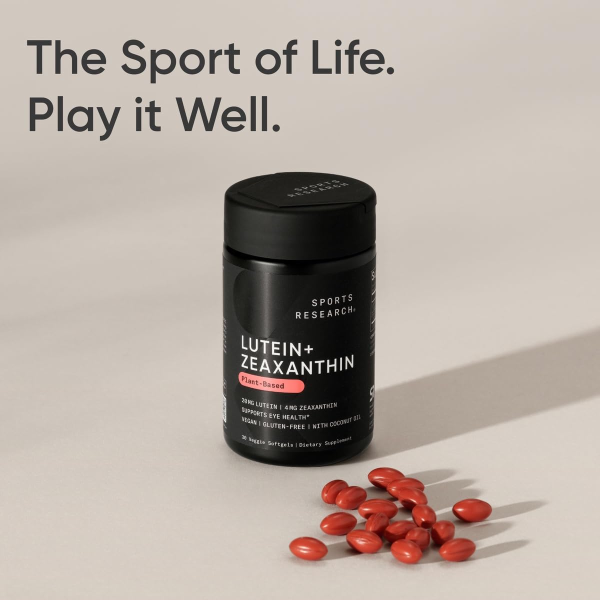 Sports Research® Lutein and Zeaxanthin Capsules - Eye Health Support Supplement Made with Lute-Gen® and Organic Coconut Oil - Vegan Friendly & Non-GMO Verified - 120 Veggie Softgels - Maple Wellness Supplements
