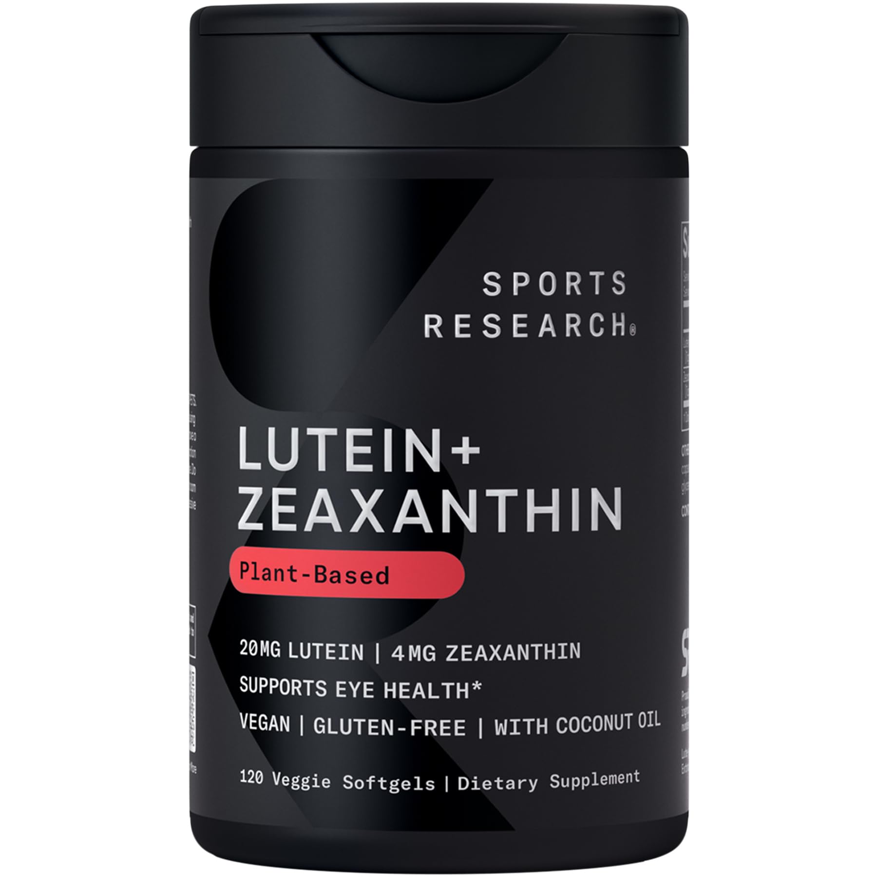Sports Research® Lutein and Zeaxanthin Capsules - Eye Health Support Supplement Made with Lute-Gen® and Organic Coconut Oil - Vegan Friendly & Non-GMO Verified - 120 Veggie Softgels - Maple Wellness Supplements