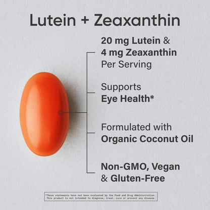 Sports Research® Lutein and Zeaxanthin Capsules - Eye Health Support Supplement Made with Lute-Gen® and Organic Coconut Oil - Vegan Friendly & Non-GMO Verified - 30 Veggie Softgels - Maple Wellness Supplements