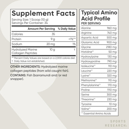 Sports Research Marine Collagen Peptides Powder - Sourced from Wild-Caught Fish, Pescatarian Friendly, Keto Certified & Non-GMO Tested - Maple Wellness Supplements