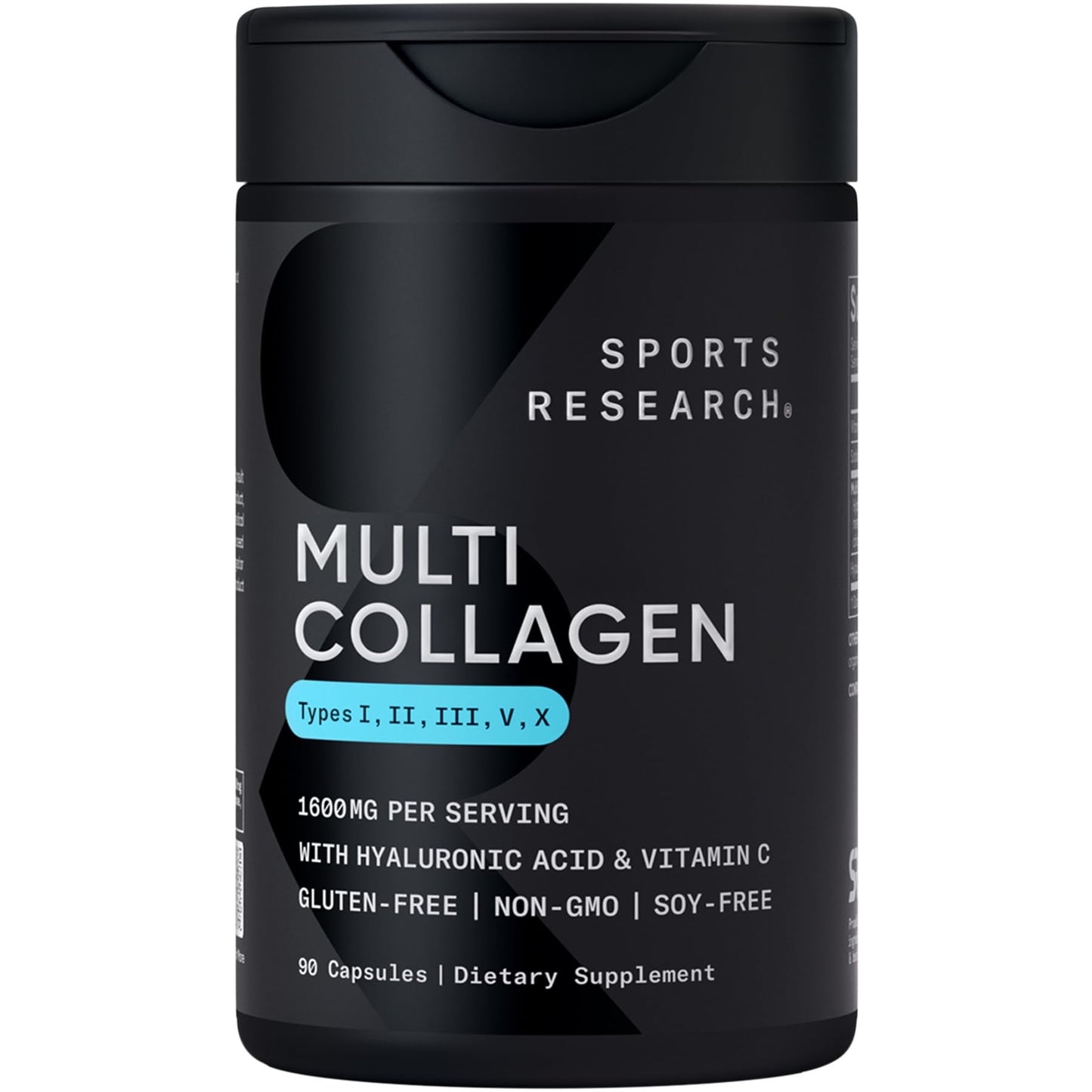 Sports Research® Multi Collagen Pills for Women & Men - Collagen Peptides (Type I, II, III, V, X) Enhanced with Hyaluronic Acid & Vitamin C - Gluten Free ­· Non-GMO - 90 Capsules - Maple Wellness Supplements