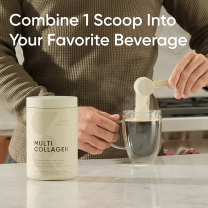 Sports Research Multi Collagen Protein Powder (Type I, II, III, V, X) with Hyaluronic Acid + Vitamin C | 5 Types of Food Based Collagen - Maple Wellness Supplements