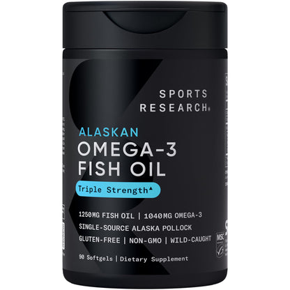 Sports Research® Omega-3 Fish Oil Bundle - Total Omega-3 2200mg (Krill, Salmon & Pollock) + Triple Strength Fish Oil 1250mg - High EPA & DHA Supplement - Maple Wellness Supplements