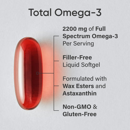 Sports Research® Omega-3 Fish Oil Bundle - Total Omega-3 2200mg (Krill, Salmon & Pollock) + Triple Strength Fish Oil 1250mg - High EPA & DHA Supplement - Maple Wellness Supplements