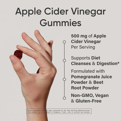Sports Research Organic Apple Cider Vinegar Gummies - for Diet Cleanses & Digestion | 500mg | Non-GMO Tested, Certified Vegan, Gluten Free ACV - 60 Gummies for Adults, 1 Month Supply - Maple Wellness Supplements