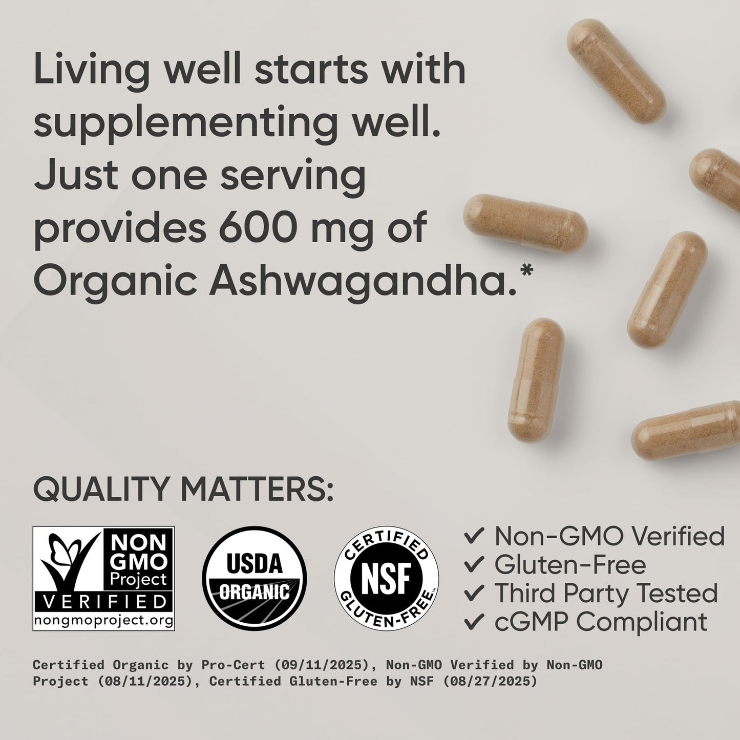 Sports Research® Organic Ashwagandha – Adaptogen for Relaxation, Calm & Sleep Support – Made with Organic KSM-66® – 600 mg – Non-GMO Verified, Gluten-Free, Certified Vegan – 90 Veggie Capsules - Maple Wellness Supplements