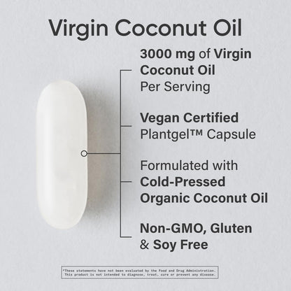Sports Research® Organic Coconut Oil Capsules 3000MG - Cold Pressed Extra Virgin Coconut Oil with Medium Chain Triglycerides (MCTs) - Vegan Friendly & Non-GMO Verified - 120 Softgels - Maple Wellness Supplements