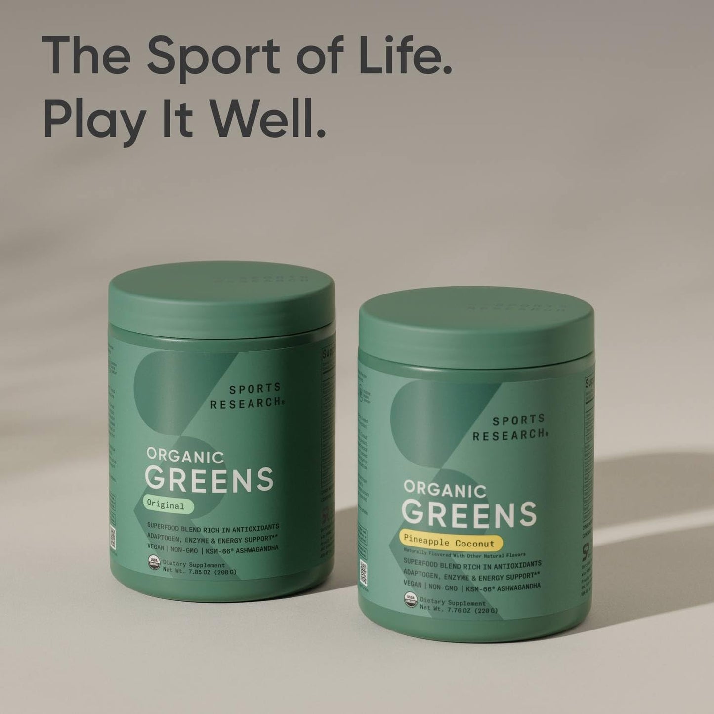Sports Research® Organic Pineapple Coconut Greens - Digestive Health, Natural Energy & Mood Support* - Certified Organic Powder - 20 Servings - Maple Wellness Supplements