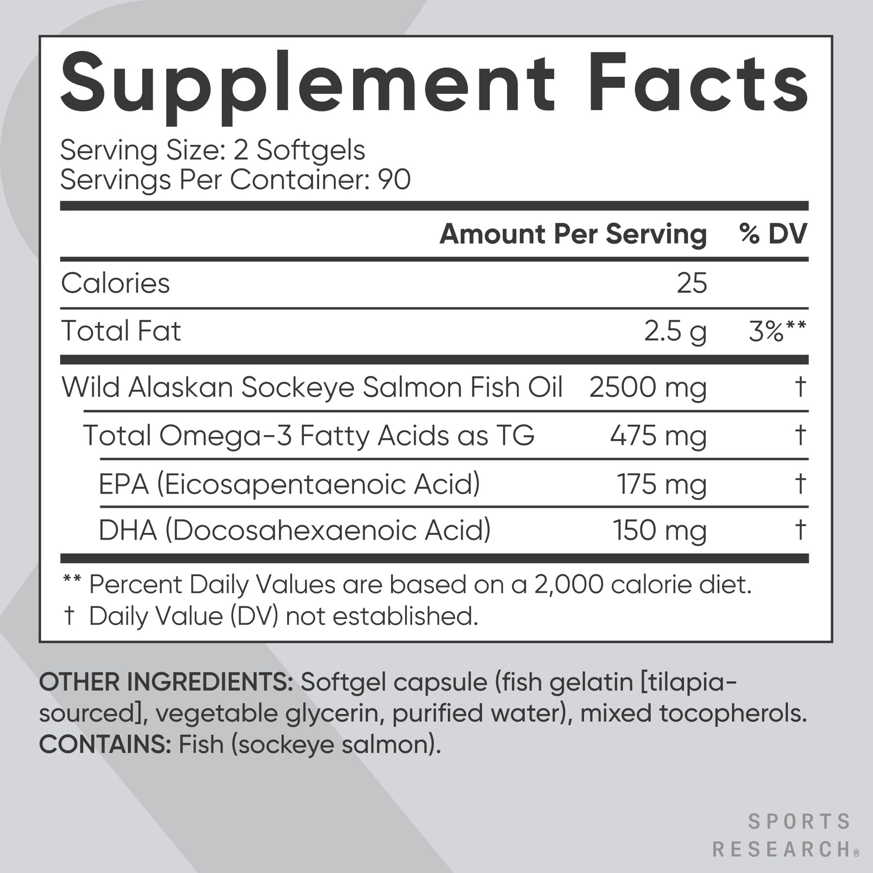 Sports Research® Salmon Oil - Single-Source Wild Alaskan Sockeye | 2500 mg per Serving w/EPA & DHA Fatty Acids | MSC Certified - 180 Count Softgels - Maple Wellness Supplements