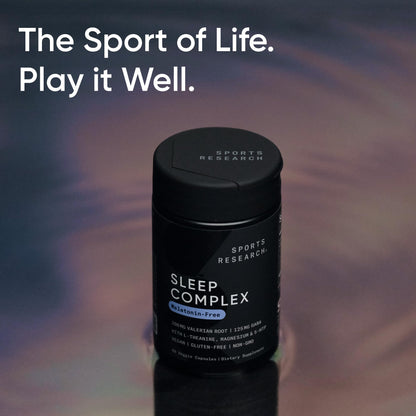 Sports Research® Sleep Complex- Melatonin-Free Vegan Capsules - with Valerian Root, GABA, L-Theanine, Magnesium & 5-HTP - 30 Servings - Maple Wellness Supplements