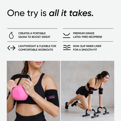 Sports Research Sweet Sweat® Arm Trimmers - Premium Sweat-Enhancing Arm Wraps for Women & Men - 3 Adjustable Sizes - Maple Wellness Supplements
