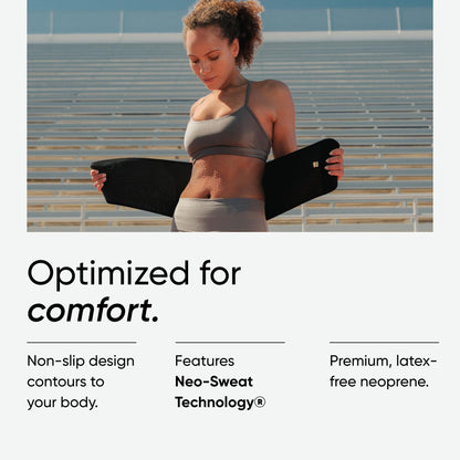 Sports Research Sweet Sweat Pro Series Waist Trimmer - Premium Sweat Enahancing Fitness Belt w/Adjustable Straps for Back Support & Tighter Cinch - Black, (Medium/Large) - Maple Wellness Supplements