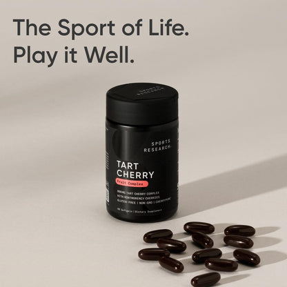 Sports Research Tart Cherry Capsules - Made from Montmorency Tart Cherries - Non-GMO & Gluten Free - 60 Liquid Softgels - Maple Wellness Supplements