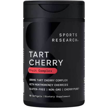 Sports Research Tart Cherry Capsules - Made from Montmorency Tart Cherries - Non-GMO & Gluten Free - 60 Liquid Softgels - Maple Wellness Supplements