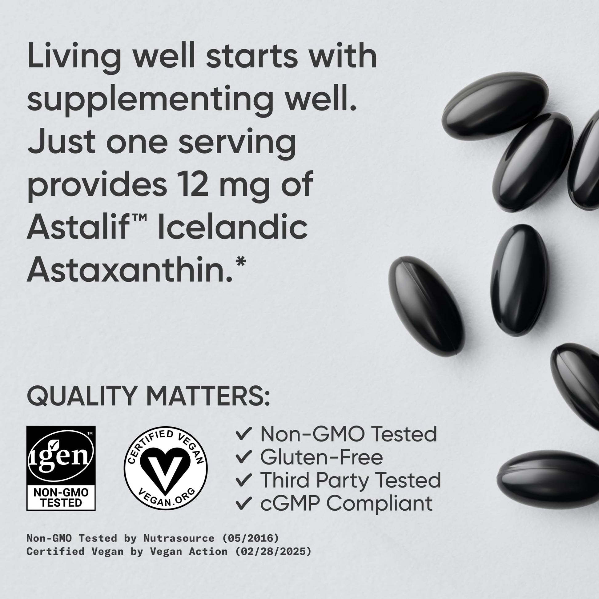 Sports Research Triple Strength Vegan Astaxanthin Supplement from Algae - Plant Based Softgels for Antioxidant Activity, Skin & Eye Health - Non-GMO Verified, Made with Coconut Oil - 12mg, 60 Count - Maple Wellness Supplements