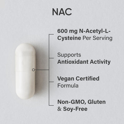 Sports Research Vegan NAC Supplement (N-Acetyl Cysteine) 600 mg - Supports Antioxidant Activity - NAC 600 mg - Non-GMO - Maple Wellness Supplements