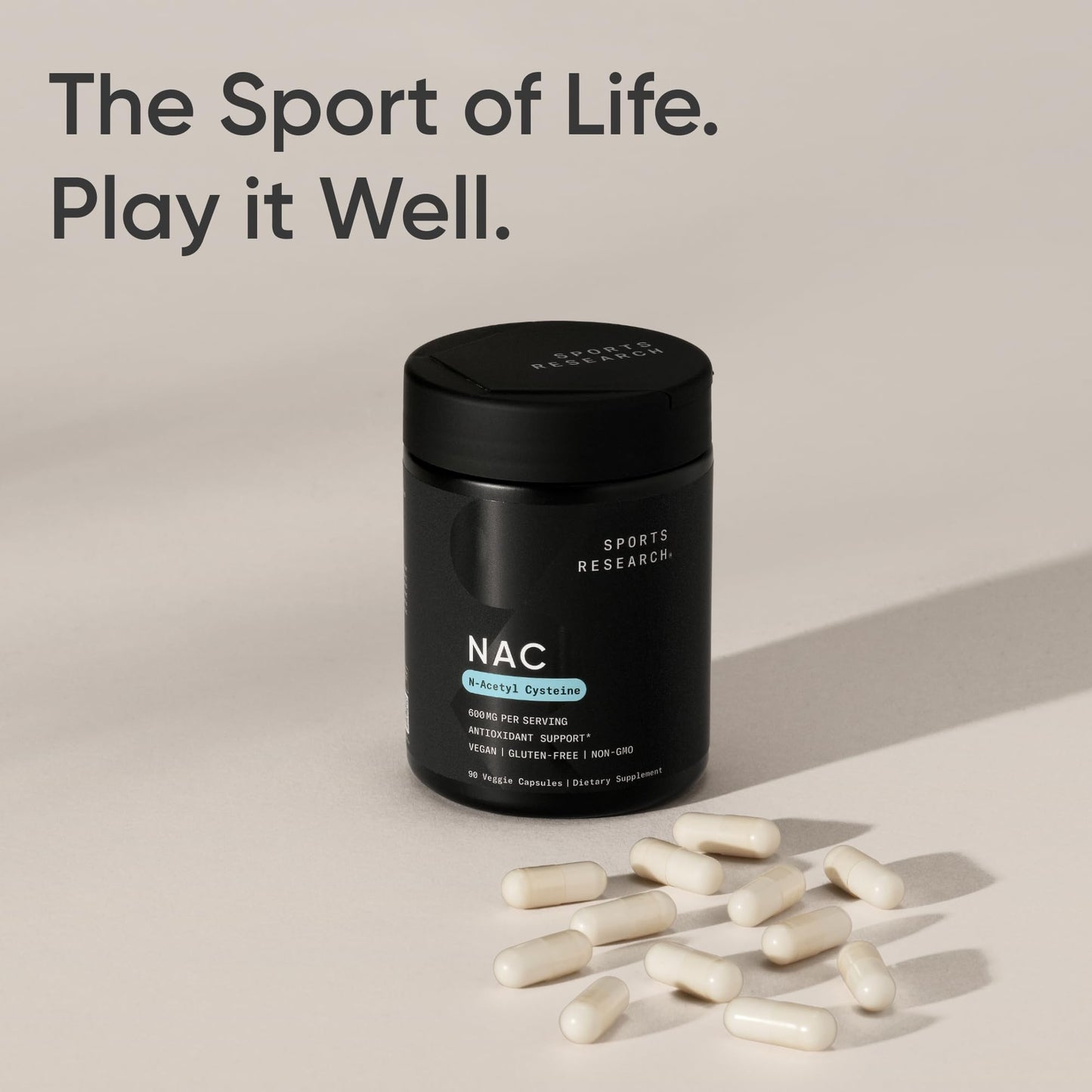 Sports Research Vegan NAC Supplement (N-Acetyl Cysteine) 600 mg - Supports Antioxidant Activity - NAC 600 mg - Non-GMO - Maple Wellness Supplements