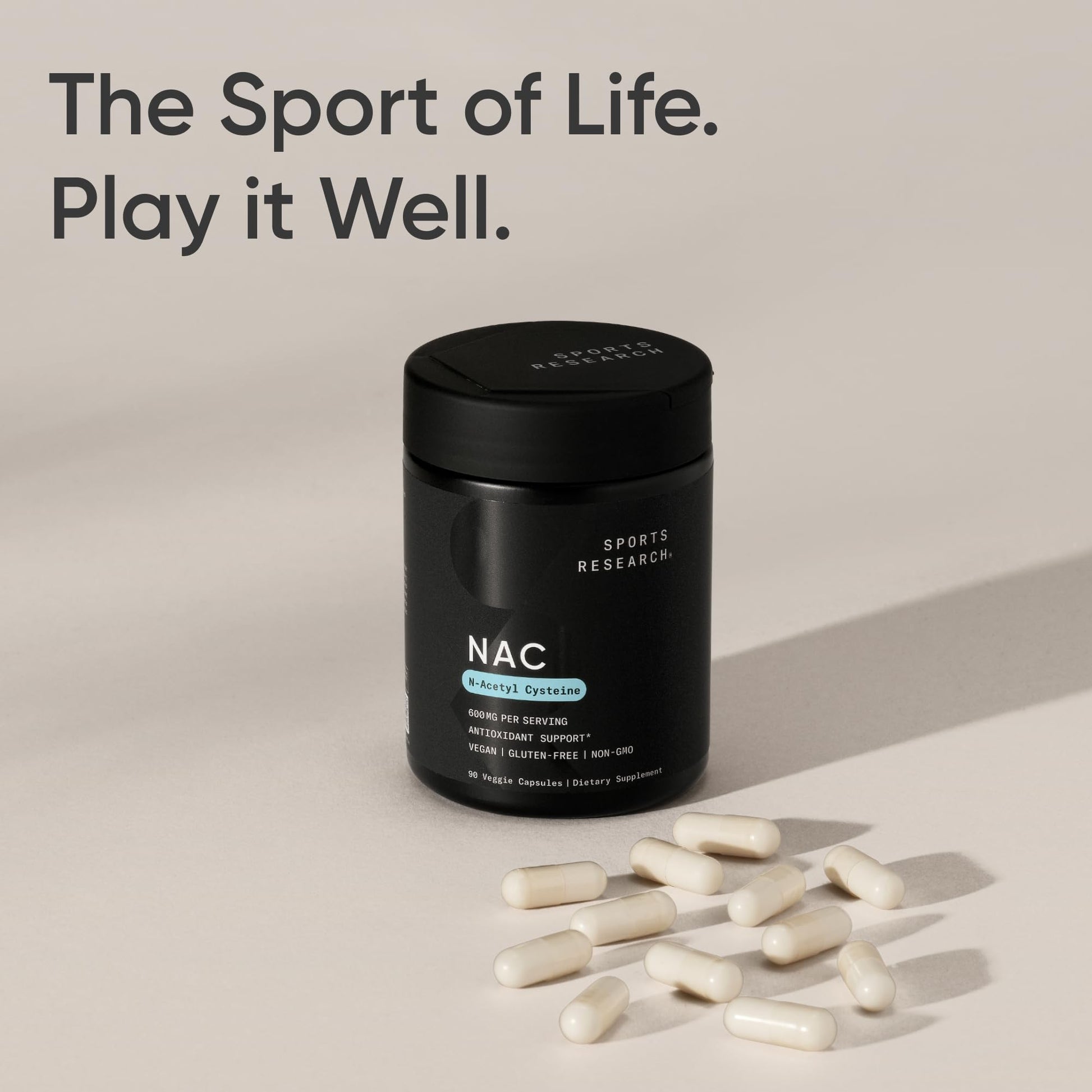 Sports Research Vegan NAC Supplement (N-Acetyl Cysteine) 600 mg - Supports Antioxidant Activity - NAC 600 mg - Non-GMO - Maple Wellness Supplements