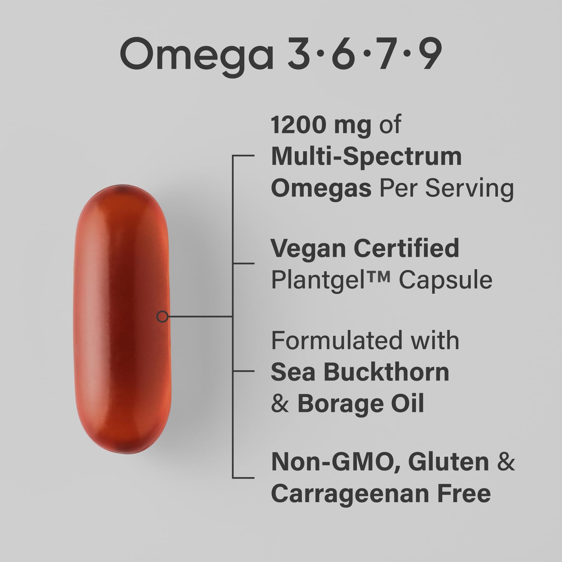 Sports Research® Vegan Omega 3-6-7-9 - 1200 mg of Multi-Spectrum Omega Fatty Acids Certified Non-GMO Formula with Sea Buckthorn & Borage Oil - 90 Veggie Softgels - Maple Wellness Supplements