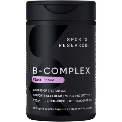 Sports Research Vitamin B-Complex - Full Spectrum of B Vitamins - 90 Liquid Veggie Capsules - Maple Wellness Supplements