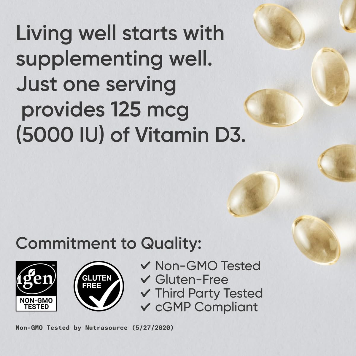 Sports Research Vitamin D3 5000 IU with Coconut MCT Oil - High Potency Vitamin D Supplement for Immune & Bone Support - Non-GMO Verified, Gluten & Soy Free – 125mcg, 360 Liquid Softgels - Maple Wellness Supplements
