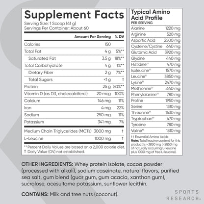 Sports Research Whey Protein Isolate - Sports Nutrition Protein Powder 25g per Serving - 5lb Bag Whey Protein - Dutch Chocolate Bulk Protein Powder, 60 Servings - Maple Wellness Supplements