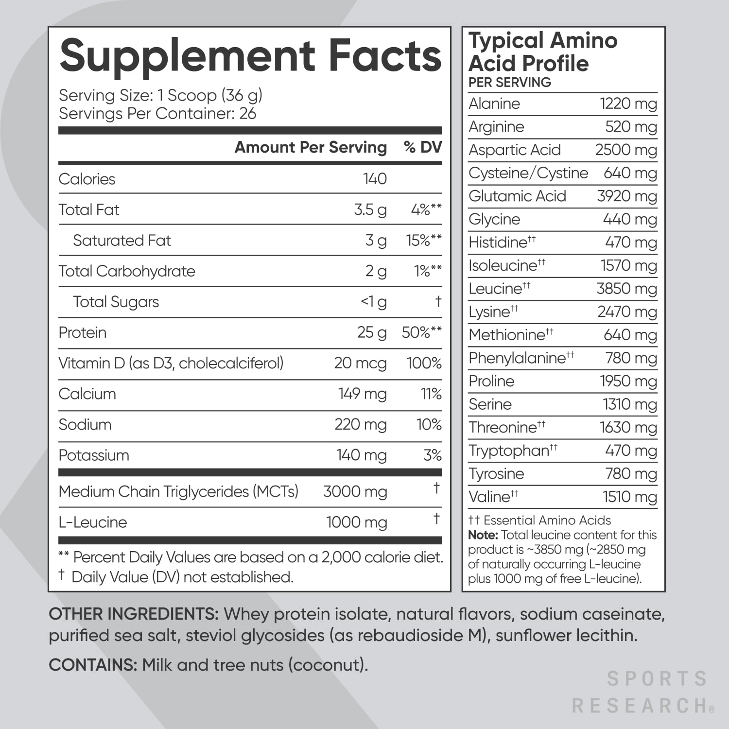 Sports Research Whey Protein Isolate - Sports Nutrition Protein Powder 25g per Serving - Maple Wellness Supplements