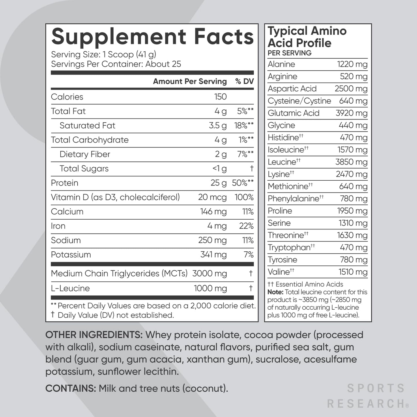 Sports Research Whey Protein Isolate - Sports Nutrition Protein Powder 25g per Serving - Maple Wellness Supplements