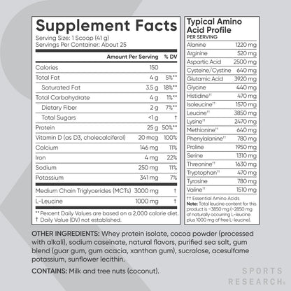 Sports Research Whey Protein Isolate - Sports Nutrition Protein Powder 25g per Serving - Maple Wellness Supplements