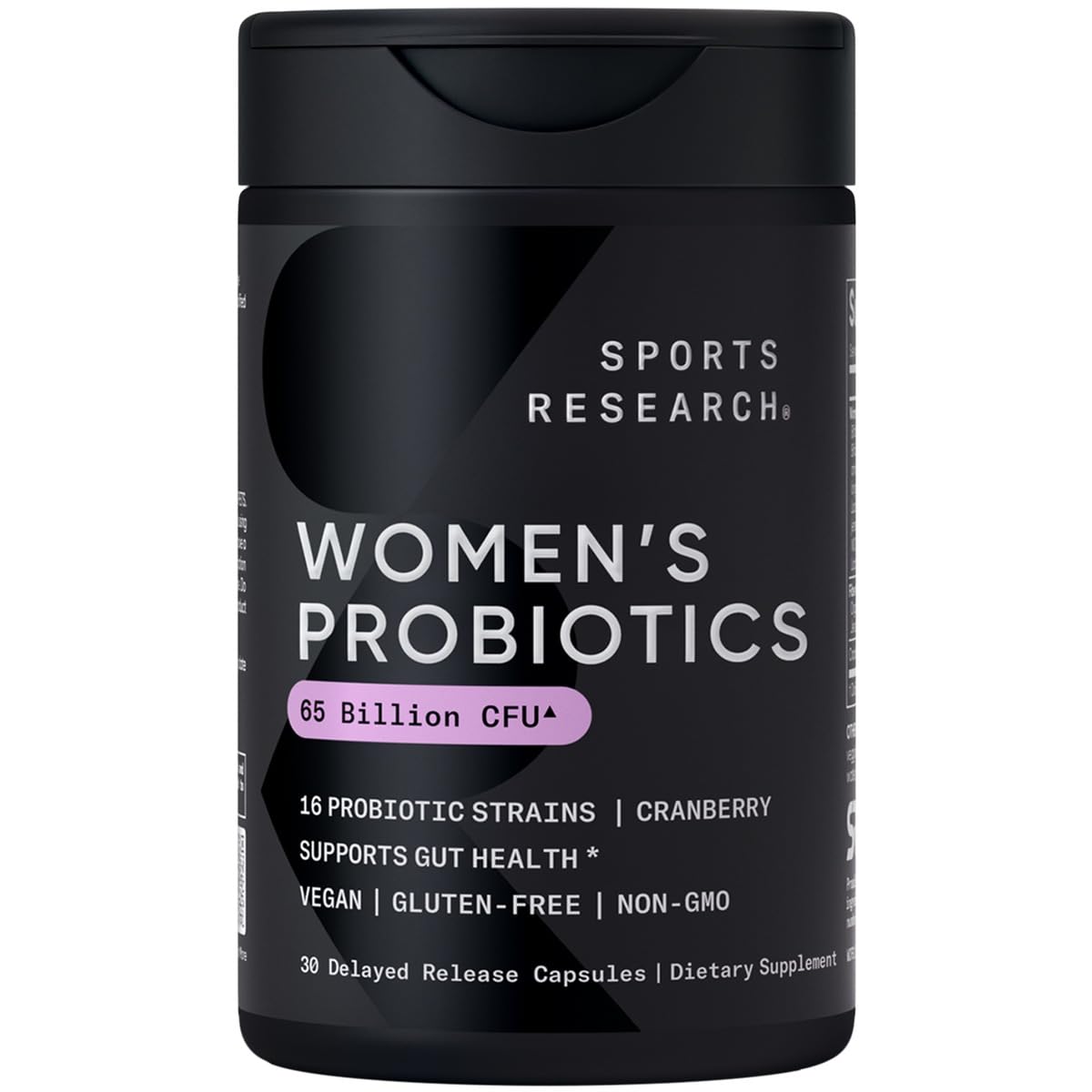 Sports Research Women's Probiotics with Prebiotics, 65 Billion CFU - Vegan Capsules for Gut Health & Digestive Support, Probiotics for Women with Cranberry - Non-GMO Verified & Gluten Free - 30 Count - Maple Wellness Supplements