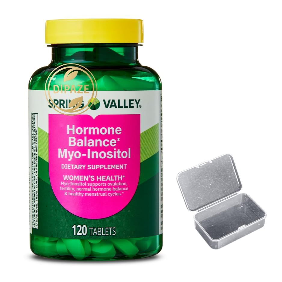 Spring Valley Hormone Balance Myo-Inositol 2000mg Dietary Supplement Tablets, 120 Count + Dipaze Gift (Container) - Maple Wellness Supplements