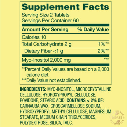 Spring Valley Hormone Balance Myo-Inositol 2000mg Dietary Supplement Tablets, 120 Count + Dipaze Gift (Container) - Maple Wellness Supplements