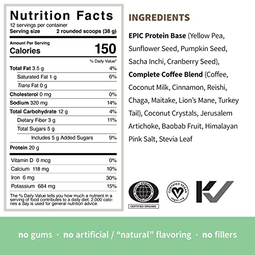 Sprout Living, Epic Protein, Plant Based Protein & Superfoods Powder, Complete Coffee - Maple Wellness Supplements