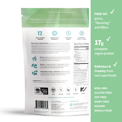 Sprout Living Epic Protein, Plant Based Protein & Superfoods Powder, Mindful Matcha - Maple Wellness Supplements