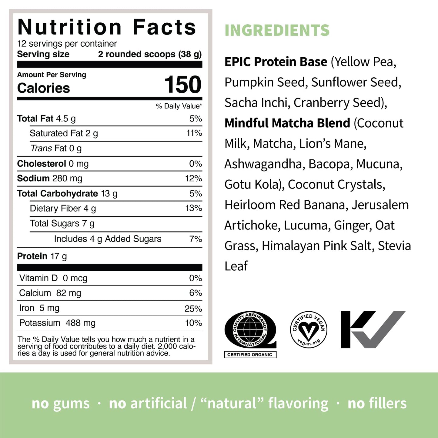 Sprout Living Epic Protein, Plant Based Protein & Superfoods Powder, Mindful Matcha - Maple Wellness Supplements