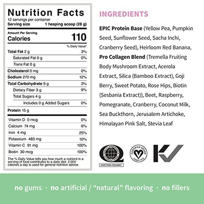 Sprout Living Epic Protein, Plant Based Protein & Superfoods Powder, Pro Collagen, - Maple Wellness Supplements