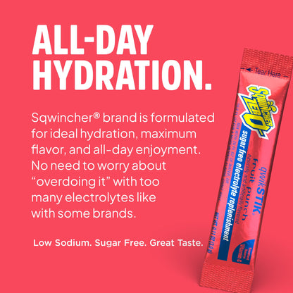 Sqwincher Zero Qwik Stik, Fruit Punch, Sugar Free, Low Calorie, Low Sodium Electrolyte Powder Hydration Drink Mix, .11 0z Packet (Pack of 50) - Maple Wellness Supplements