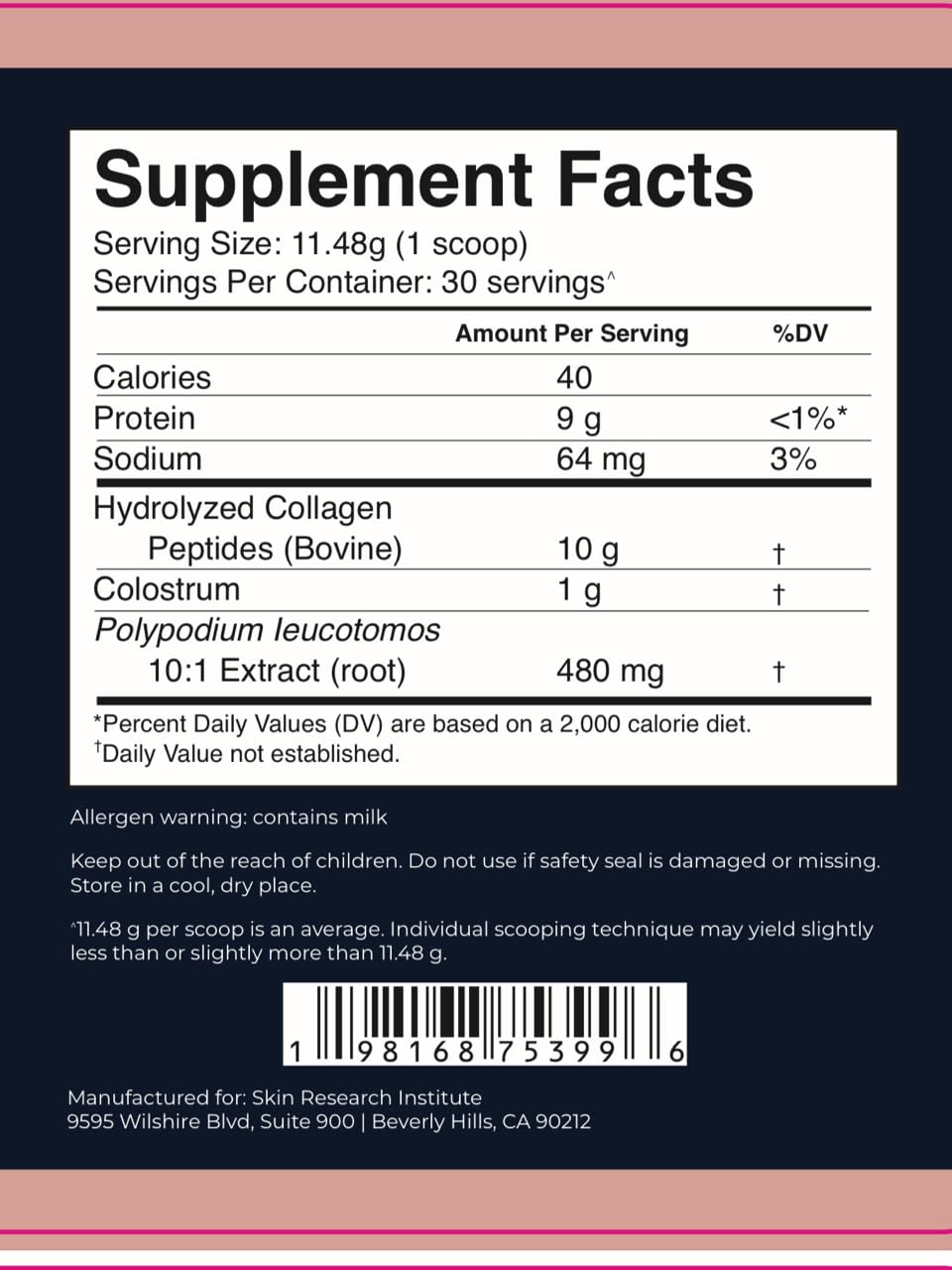 SRILabs ColSilk Unflavored Hydrolyzed Collagen Powder with Colostrum and Polypodium - Skin, Hair, Nails, Gut Health and Joint Support - One Scoop Daily | 1 Month Supply - Maple Wellness Supplements