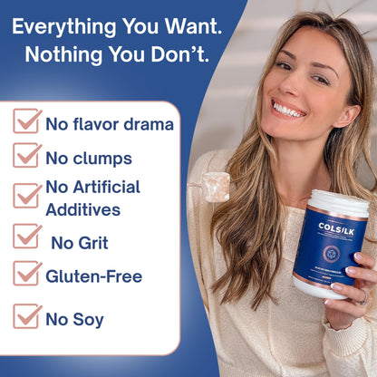 SRILabs ColSilk Unflavored Hydrolyzed Collagen Powder with Colostrum and Polypodium - Skin, Hair, Nails, Gut Health and Joint Support - One Scoop Daily | 1 Month Supply - Maple Wellness Supplements