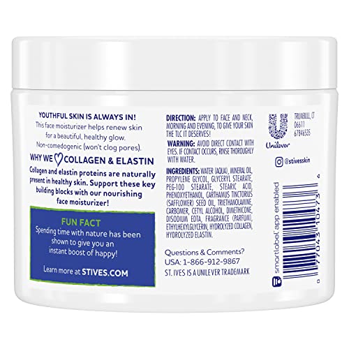 St. Ives Face Moisturizer Cream, Collagen and Elastin, Renewing Facial Moisturizer for Women, Paraben Free - Maple Wellness Supplements