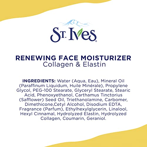St. Ives Face Moisturizer Cream, Collagen and Elastin, Renewing Facial Moisturizer for Women, Paraben Free - Maple Wellness Supplements
