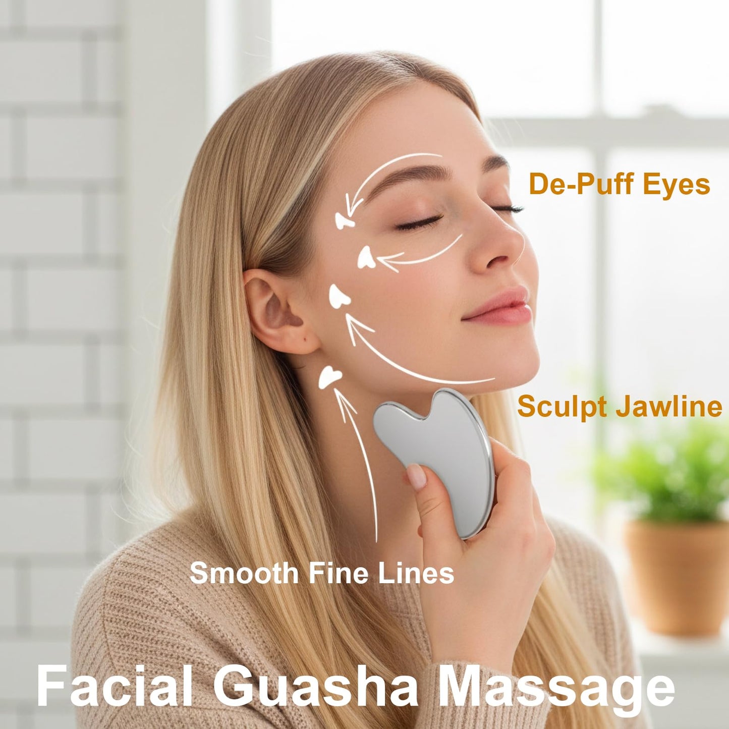 Stainless Steel Gua Sha Tool & Lymphatic Drainage Face Brush Set, TWPER Facial Massage Kit for Jawline Sculpting - Maple Wellness Supplements