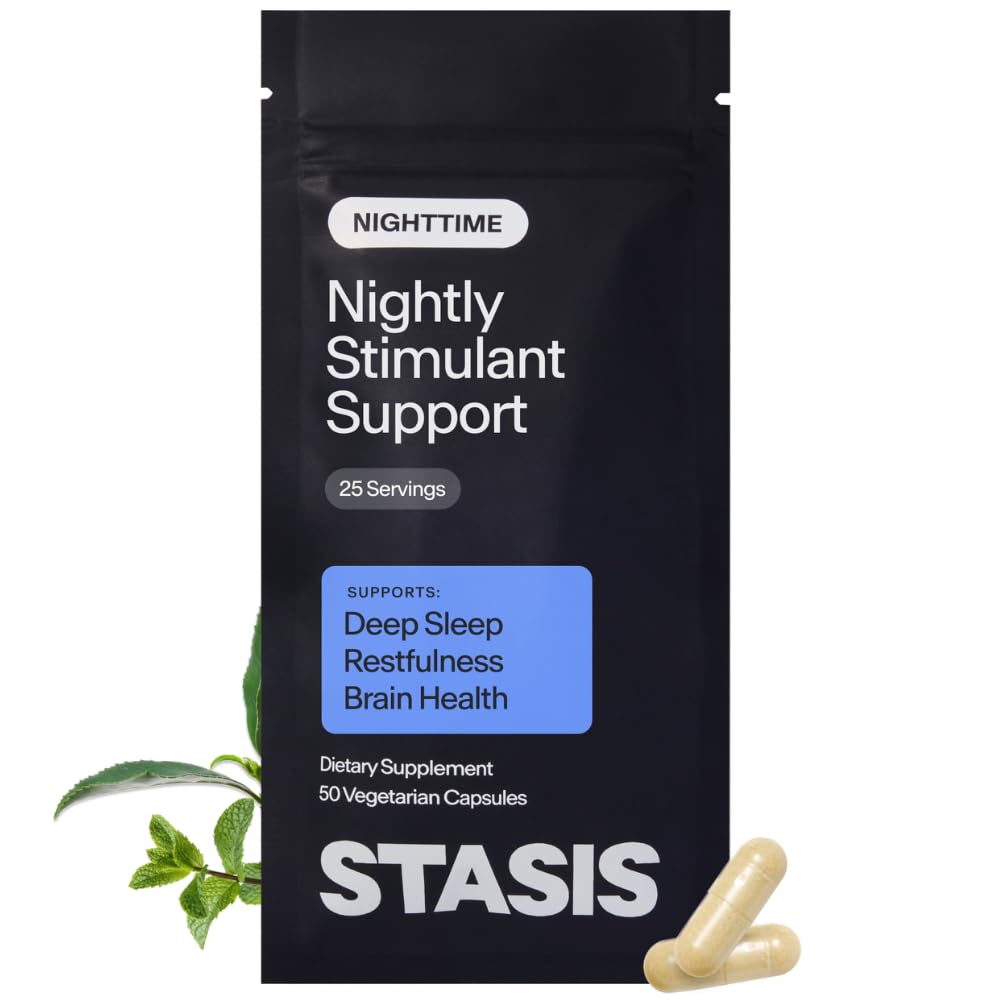 STASIS Nighttime Supplement for Men & Women with Magnesium, Melatonin, Zinc & Botanical Extracts, Evening Routine Support Capsules for Bedtime Use, Vegan, Non GMO, 25 Servings, 1 Month Supply - Maple Wellness Supplements