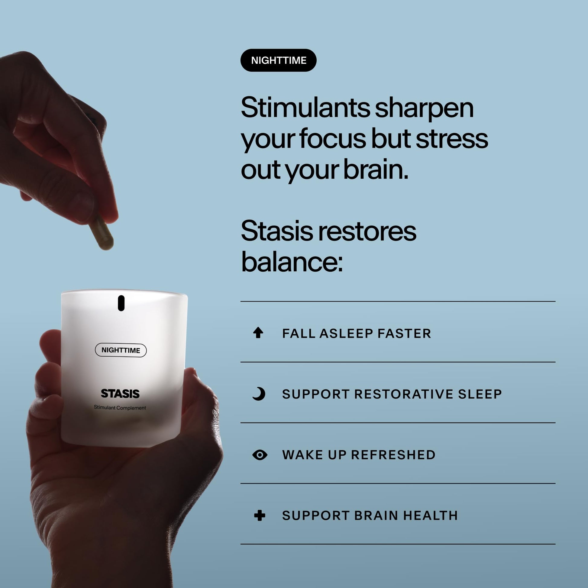 STASIS Nighttime Supplement for Men & Women with Magnesium, Melatonin, Zinc & Botanical Extracts, Evening Routine Support Capsules for Bedtime Use, Vegan, Non GMO, 25 Servings, 1 Month Supply - Maple Wellness Supplements