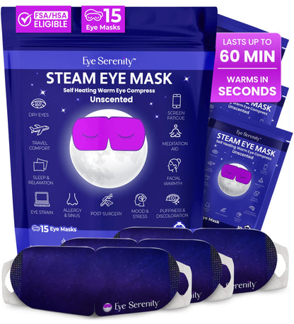 Steam Eye Mask, Self Heating Warm Compress for Dry Eyes I Heated Fast Relief for Stye, Puffy Sensitive Eyes, Moist Heat, Easter Basket Stuffers - Maple Wellness Supplements