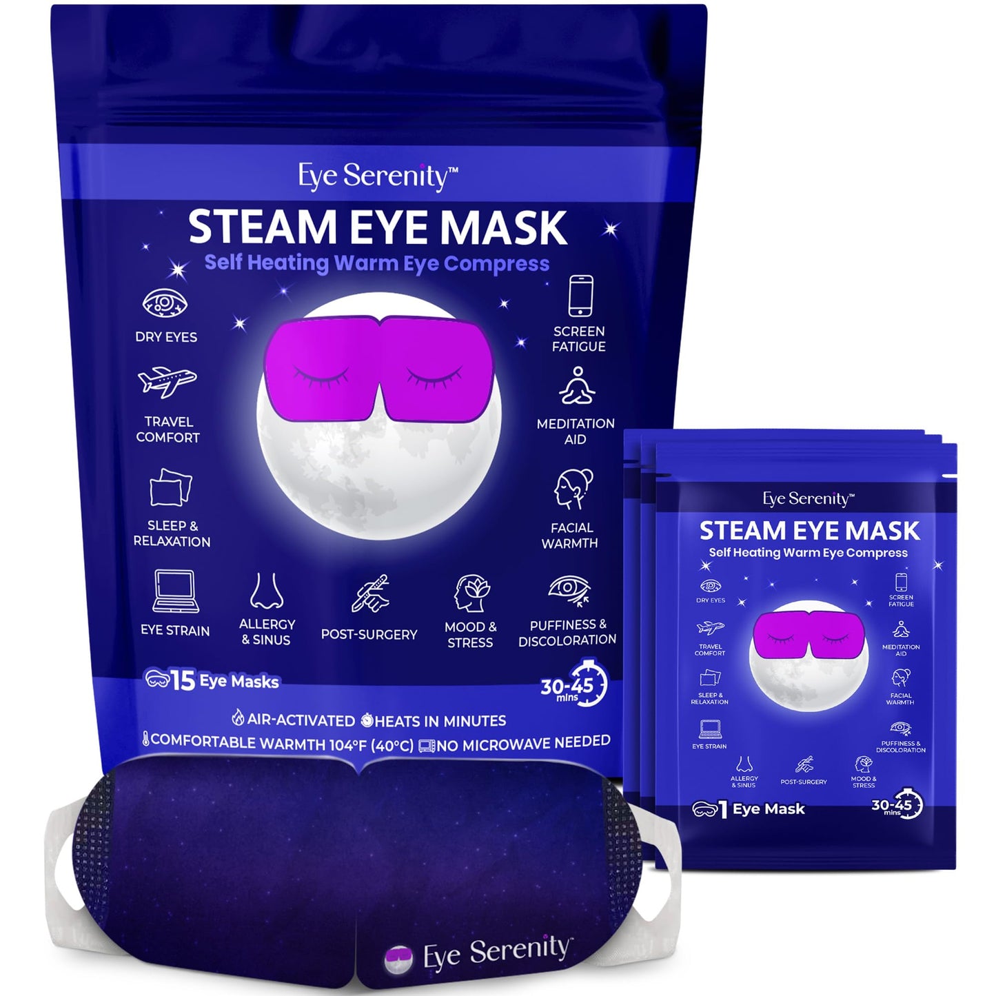 Steam Eye Mask, Self Heating Warm Compress for Dry Eyes I Heated Fast Relief for Stye, Puffy Sensitive Eyes, Moist Heat, Easter Basket Stuffers - Maple Wellness Supplements