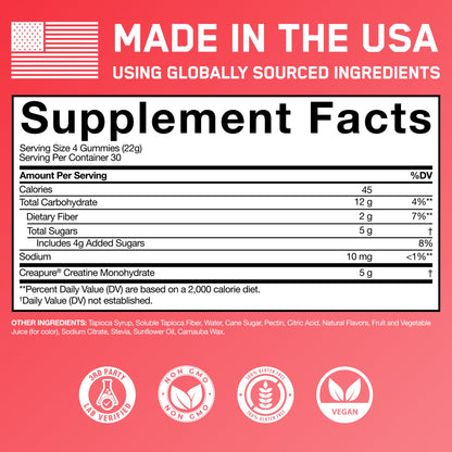 SteelFit Creapure Creatine Monohydrate Gummies for Men & Women, Juicy Watermelon - Gym Workout Nutritional Supplements for Muscle Gain, Brain Health & Strength Building Dietary Supplement, 120 Gummies - Maple Wellness Supplements