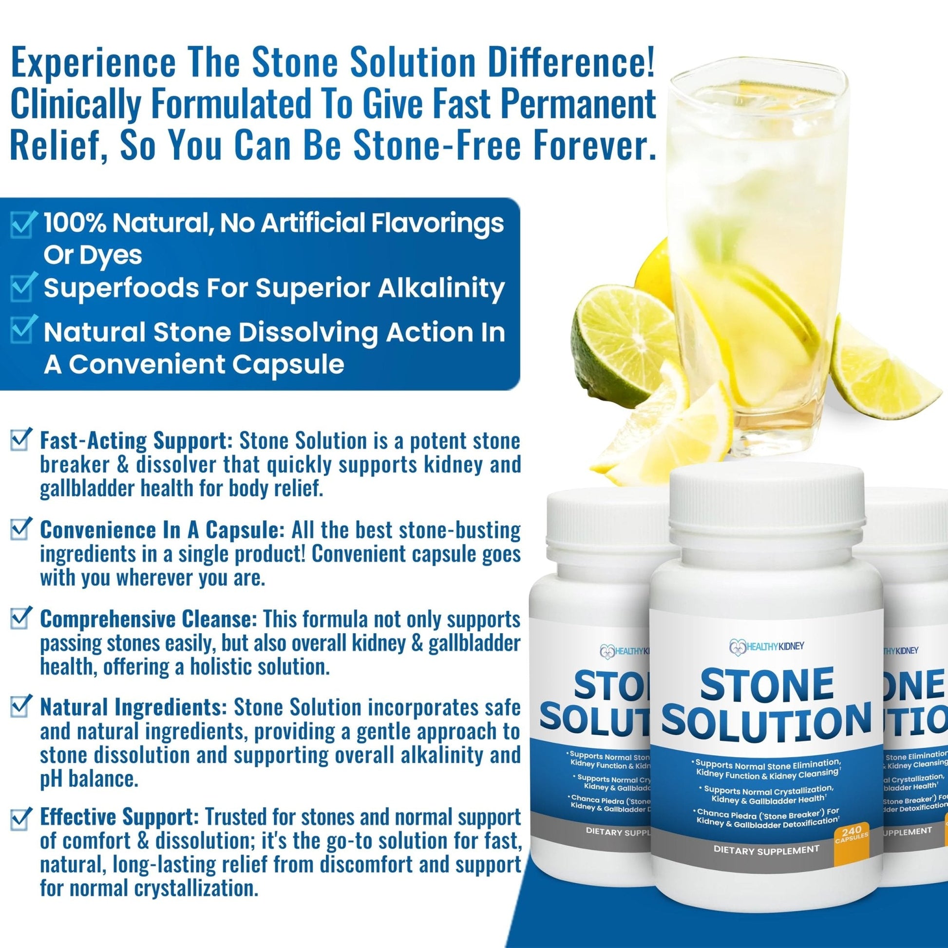 Stone Solution Capsules- Natural Dissolver, Kidney Stone Support & Kidney Cleanser Chanca Piedra Stone Breaker Gallbladder Cleanse, Flush & Stop Recurrence, Stone Relief 60 Servings - Maple Wellness Supplements