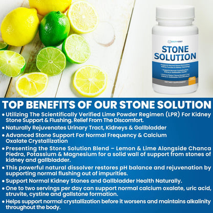 Stone Solution Capsules- Natural Dissolver, Kidney Stone Support & Kidney Cleanser Chanca Piedra Stone Breaker Gallbladder Cleanse, Flush & Stop Recurrence, Stone Relief 60 Servings - Maple Wellness Supplements