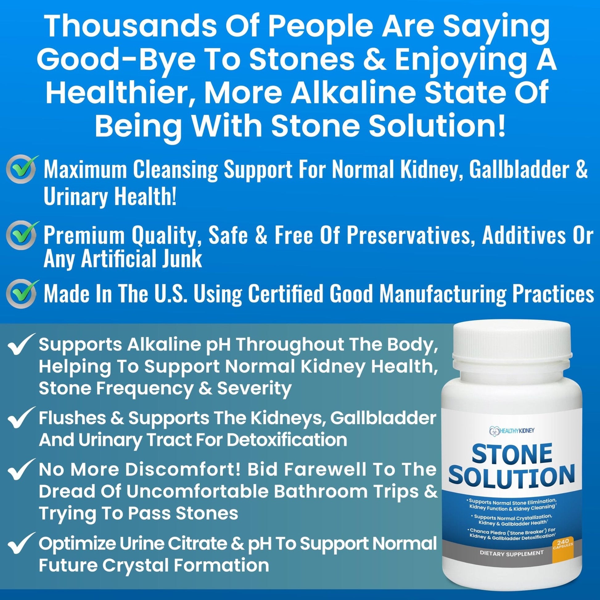 Stone Solution Capsules- Natural Dissolver, Kidney Stone Support & Kidney Cleanser Chanca Piedra Stone Breaker Gallbladder Cleanse, Flush & Stop Recurrence, Stone Relief 60 Servings - Maple Wellness Supplements